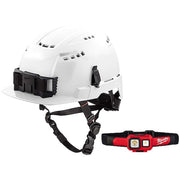 Safety Helmet and Headlamp, Polycarbonate, Swinging Ratchet, White