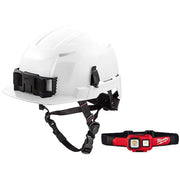 Safety Helmet and Headlamp, Polycarbonate, Swinging Ratchet, White