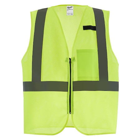 Class 2 High Visibility Yellow Mesh One Pocket Safety Vest - 2X/3X (CSA)