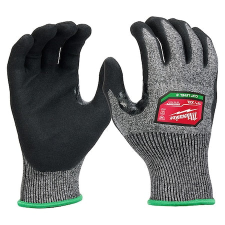 Cut Protection Dipped Gloves, Cut Level A6 ,Dipped ,Nitrile ,Rough ,2XL 1 PR