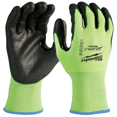 High Visibility Cut Level 2 Polyurethane Dipped Gloves - Large, Cut Level A5 ,Dipped ,L 1 PR