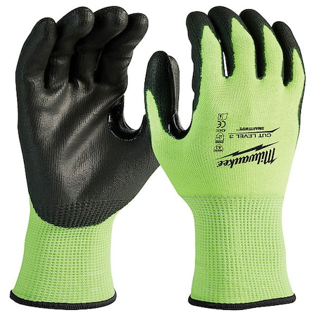 High Visibility Cut Level 3 Polyurethane Dipped Gloves - S,PR