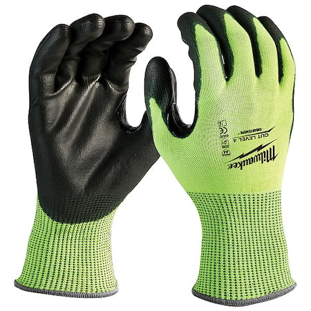 High Visibility Cut Level 4 Polyurethane Dipped Gloves - S,PR