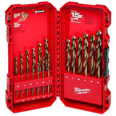 19 pc. RED HELIX Cobalt Metric Drill Bit Set
