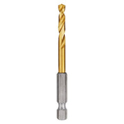 SHOCKWAVE Hex Shank Drill Bit, 3/16 in, Drill Bit Point Angle 135 Deg, High Speed Steel