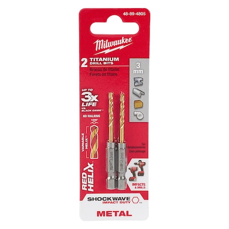 3mm Titanium Shockwave Red Helix Bit
