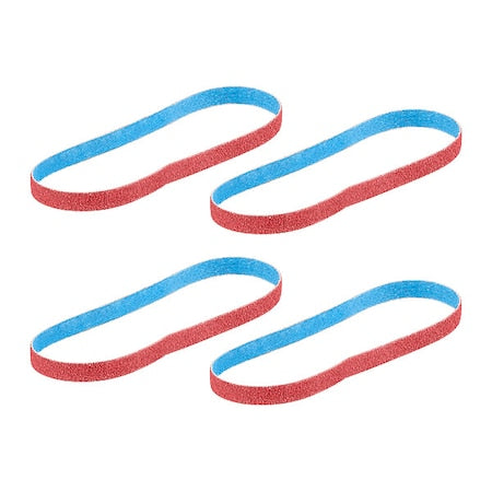 Bandfile Belts, 0.38 in W, 0.10 in L, Coated, Ceramic, 60 Grit, Coarse, Not Applicable, Blue, Red