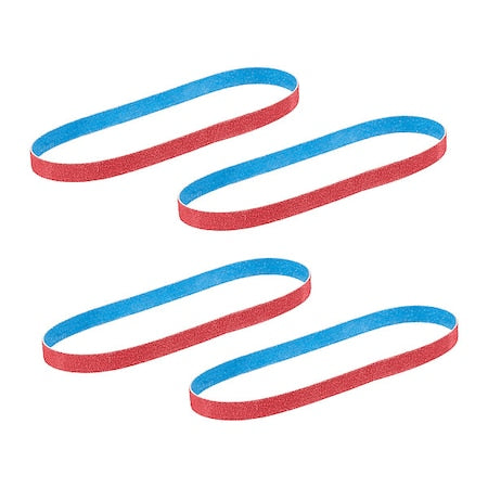 Bandfile Belts, 0.50 in W, 0.10 in L, Coated, Ceramic, 60 Grit, Coarse, Not Applicable, Blue, Red