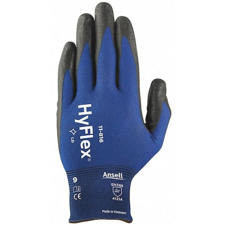 Coated Gloves, Foam Nitrile, Foam, Palm, 4 Abrasion Level, Blue, XL (10) 1 PR