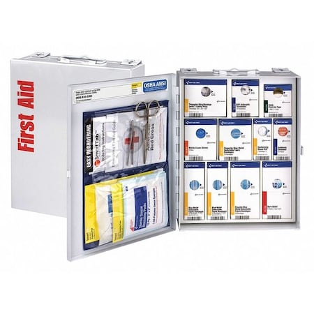 First Aid Kit and Housing, Metal Cabinet, 137 Components, 50 People Served