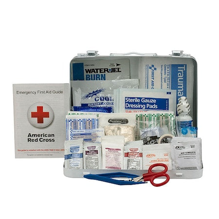 First Aid Kit and Housing, Metal 141 Components, 25 People Served