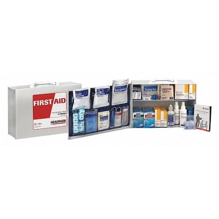 First Aid Kit and Housing, Metal Cabinet, 330 Components, 75 People Served
