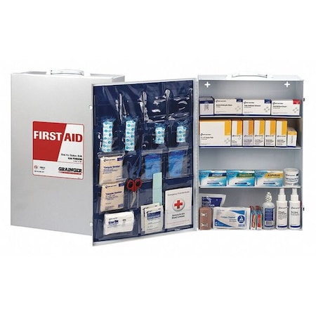 First Aid Kit and Housing, Metal Cabinet, 563 Components, 150 People Served
