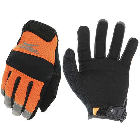 Condor Hi-Vis Mechanics Gloves, Synthetic Leather Palm, Polyester Back, 8, Orange