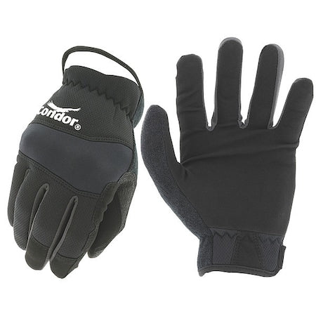 Condor Mechanics Gloves, Synthetic Leather Palm, Polyester Back, 10, Black