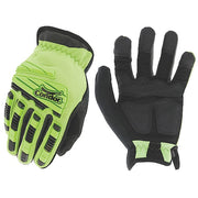 Condor Hi-Vis Mechanics Impact Gloves, Cotton Palm, Polyester Back, 11, High-Visibility Green