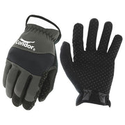 Condor Mechanics Gloves, Synthetic Leather Palm, Polyester Back, 8, Black