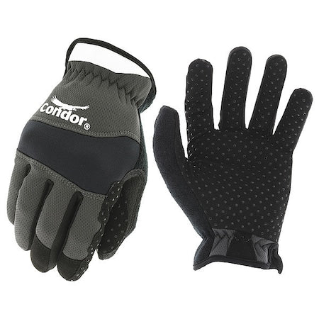 Condor Mechanics Gloves, Synthetic Leather Palm, Polyester Back, 9, Black