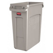 Slim Jim 16 gal Rectangular Slim-Profile Plastic Can, Beige, None, Plastic, 11 in