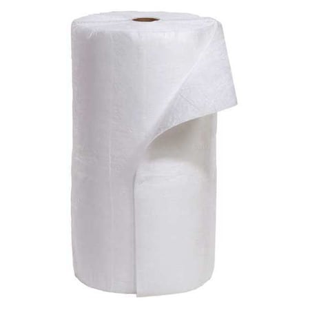 Sorbent Roll, 67 gal, 30 in x 300 ft, Oil, White, Polypropylene