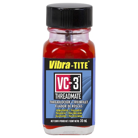 Reusable Threadlocker, VIBRA-TITE VC-3, Red, High, Liquid, 1.01 fl oz, Bottle