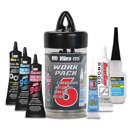 Threadlocker Work Pack Kit, Threadlockers, Anti Cam-Out, Anti-Seize Compound, Super Glue, Lubricants