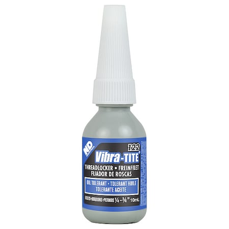 Primerless Threadlocker, VIBRA-TITE 122, Blue, Medium Strength, Liquid, 10 mL