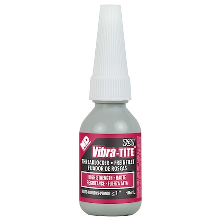 Threadlocker, VIBRA-TITE 131, Red, High Strength, Liquid, 10 mL Bottle