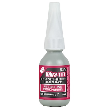 Threadlocker, VIBRA-TITE 140, Red, High Strength, Liquid, 10 mL Bottle