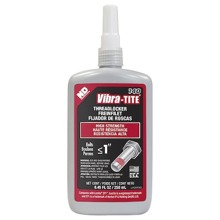 Threadlocker, VIBRA-TITE 140, Red, High Strength, Liquid, 250 mL Bottle