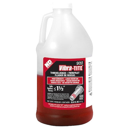 Threadlocker, VIBRA-TITE 146, Red, High Strength, Liquid, 1L Bottle