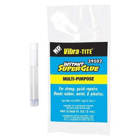 Instant Adhesive, 395 Series, 0.06 fl oz, Tube 100 PK