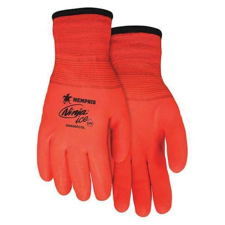 Cold Protection Gloves, Nylon / Acrylic Palm, Acrylic Terry Lining, High-Visibility Orange, L ( 9 )