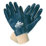 Coated Gloves, Nitrile, Smooth, Full, 0 Abrasion Level, Blue, M 1 PR