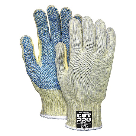 Cut Resistant Coated Gloves, Cut Level A7 ,Dotted ,PVC ,Dotted ,M 1 PR