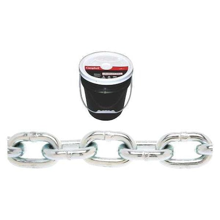 3/8" Grade 30 Proof Coil Chain, Zinc Plated, 63' per Round Pail