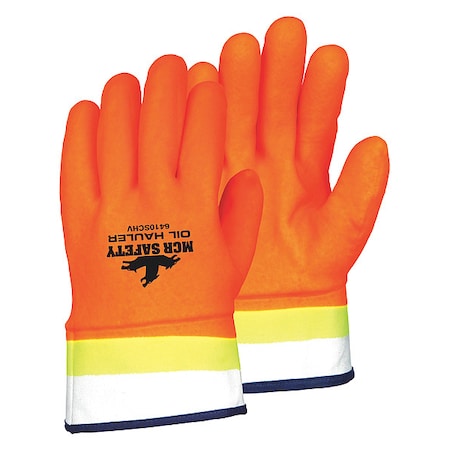 Oil Hauler Chemical Resistant Gloves, PVC, 10 1/2 in L, Not Rated, L, 12 PK