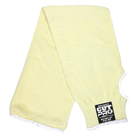 Cut-Resistant Sleeve: ANSI/ISEA Cut Level A6, Thumbhole, 18 in Length, Yellow, Knit Cuff