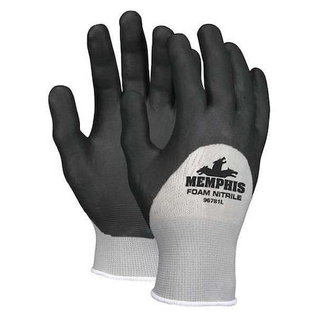 Coated Gloves, Nitrile, Foam, 3/4 Dip, Not Rated Abrasion Level, Gray, M 1 PR