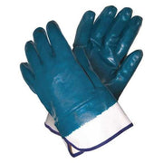 Coated Gloves, Nitrile, Smooth, Full, 0 Abrasion Level, Blue/White, L 1 PR