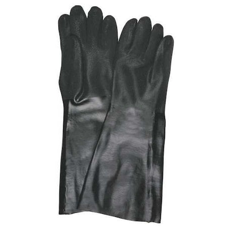 6528S Chemical Resistant Gloves, PVC, 18 in L, Not Rated, Black, L, 12 PK