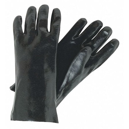 6212 Chemical Resistant Gloves, PVC, 12 in L, Not Rated, Black, L, 12 PK