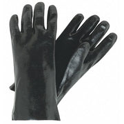 6300 Chemical Resistant Gloves, PVC, 14 in L, Not Rated, Black, L, 12 PK