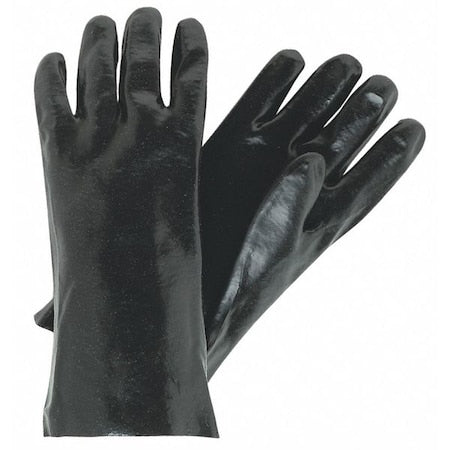 6300 Chemical Resistant Gloves, PVC, 14 in L, Not Rated, Black, L, 12 PK
