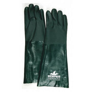 6418 Chemical Resistant Gloves, PVC, 18 in L, Not Rated, Green, L, 12 PK