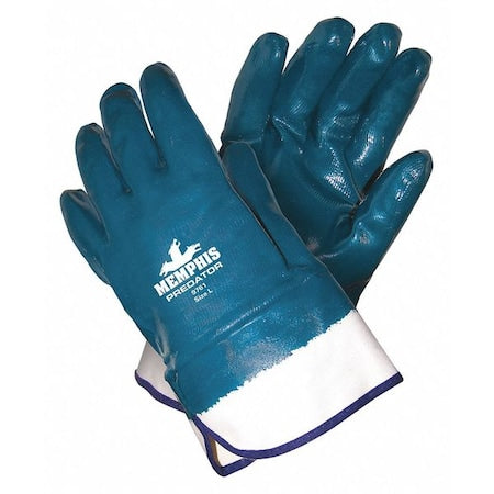 Coated Gloves, Nitrile, Smooth, Full, 0 Abrasion Level, Blue, L 1 PR
