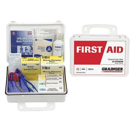 First Aid Kit and Housing, Plastic 138 Components, 25 People Served