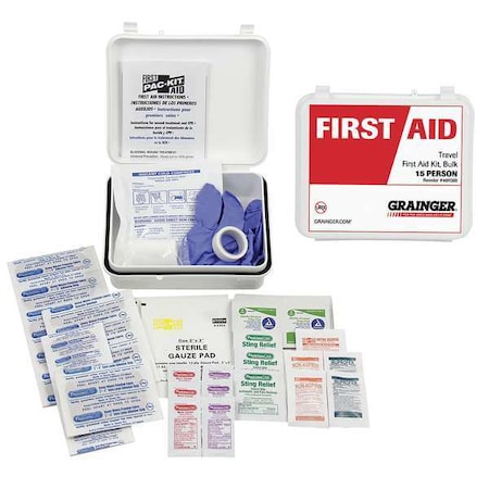 First Aid Kit and Housing, Plastic 64 Components, 1 People Served