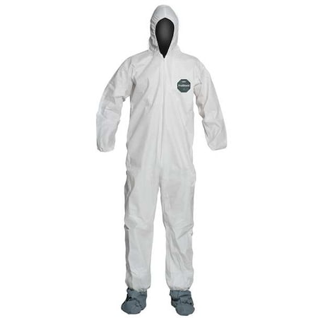 Hooded Disposable Coveralls, 6XL, White, zipper