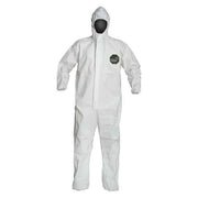 Hooded Disposable Coveralls, 3XL, White, zipper